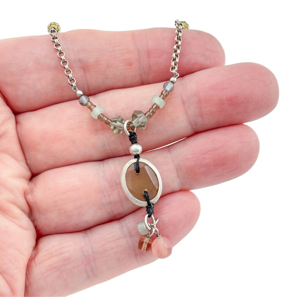 Silpada N2008 Sterling Silver 925 Chalcedony Aventurine Glass Necklace 17 inch